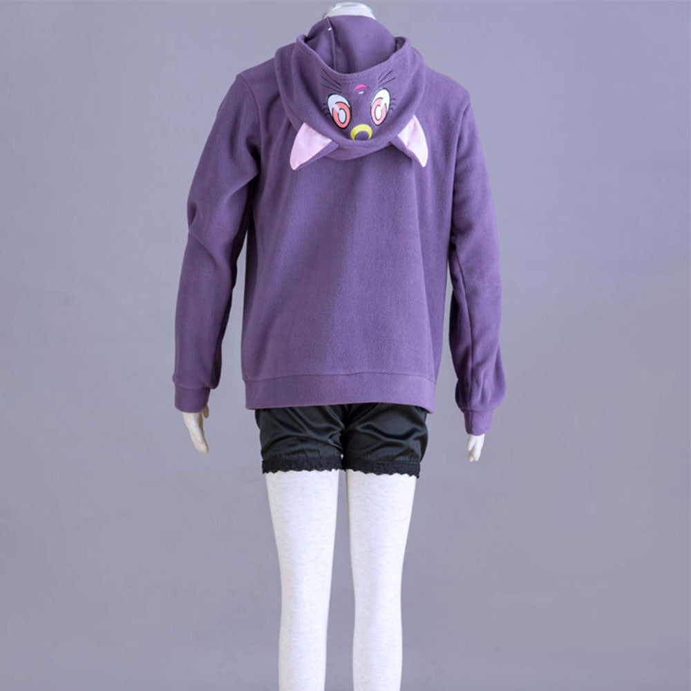 Anime Sailor Moon Luna The Black Cat Cosplay Costume Cute Hoodie for Women Kids product image 3