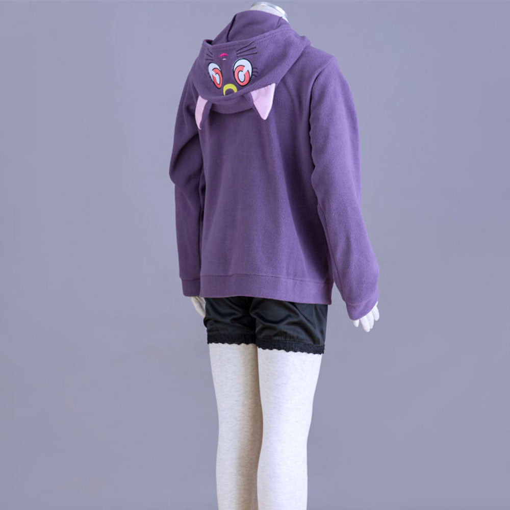 Anime Sailor Moon Luna The Black Cat Cosplay Costume Cute Hoodie for Women Kids product image 4