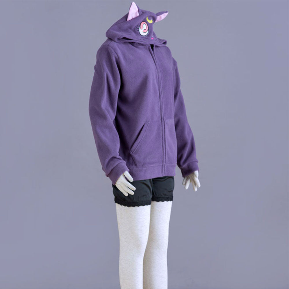 Anime Sailor Moon Luna The Black Cat Cosplay Costume Cute Hoodie for Women Kids product image 5
