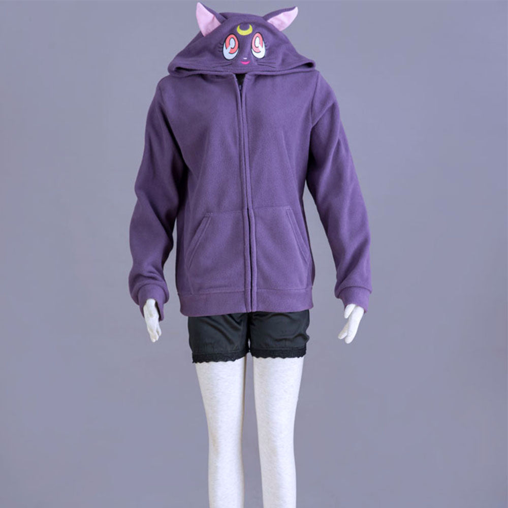 Anime Sailor Moon Luna The Black Cat Cosplay Costume Cute Hoodie for Women Kids product image 7