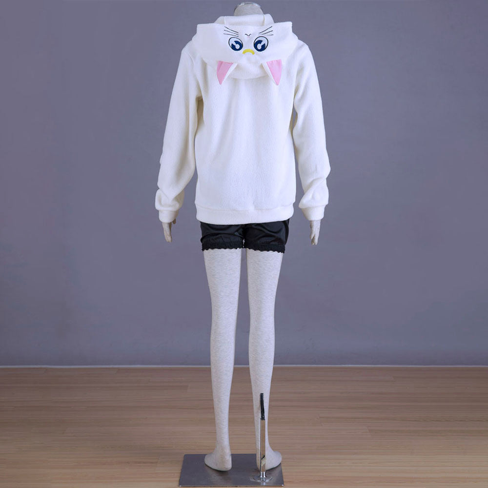 Anime Sailor Moon Artemis The White Cat Cosplay Costume Cute White Hoodie for Women Kids product image 2