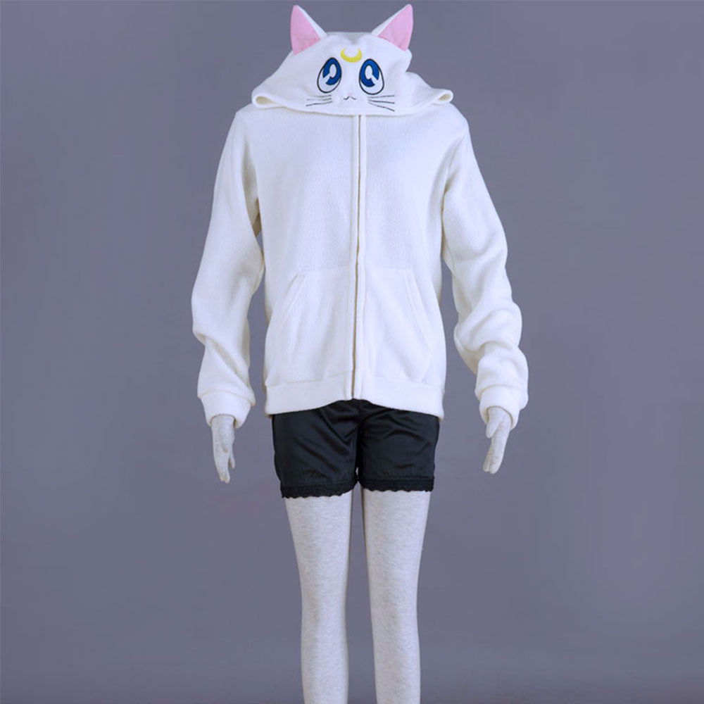 Anime Sailor Moon Artemis The White Cat Cosplay Costume Cute White Hoodie for Women Kids product image 5